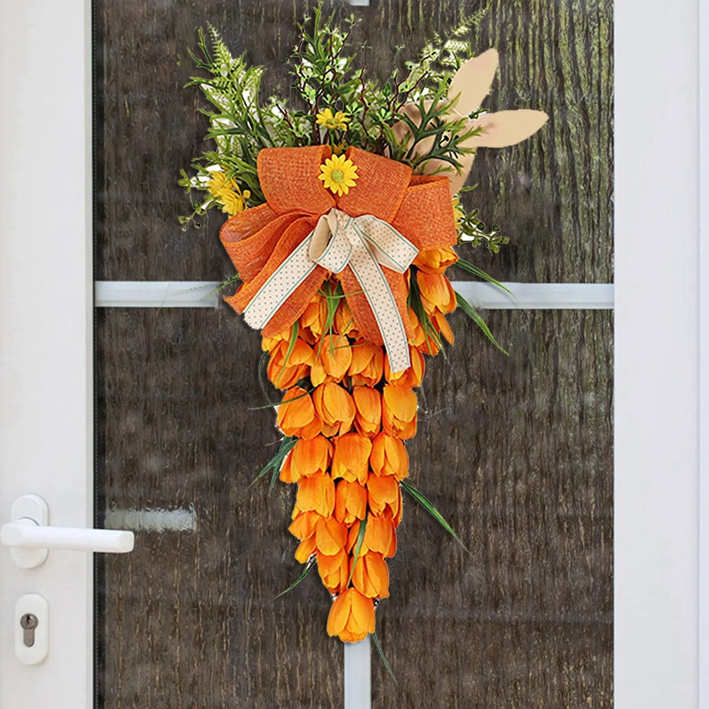 Guirlanda de Coelho Cenoura Primavera flor grinalda tulipa cenoura páscoa ornamento