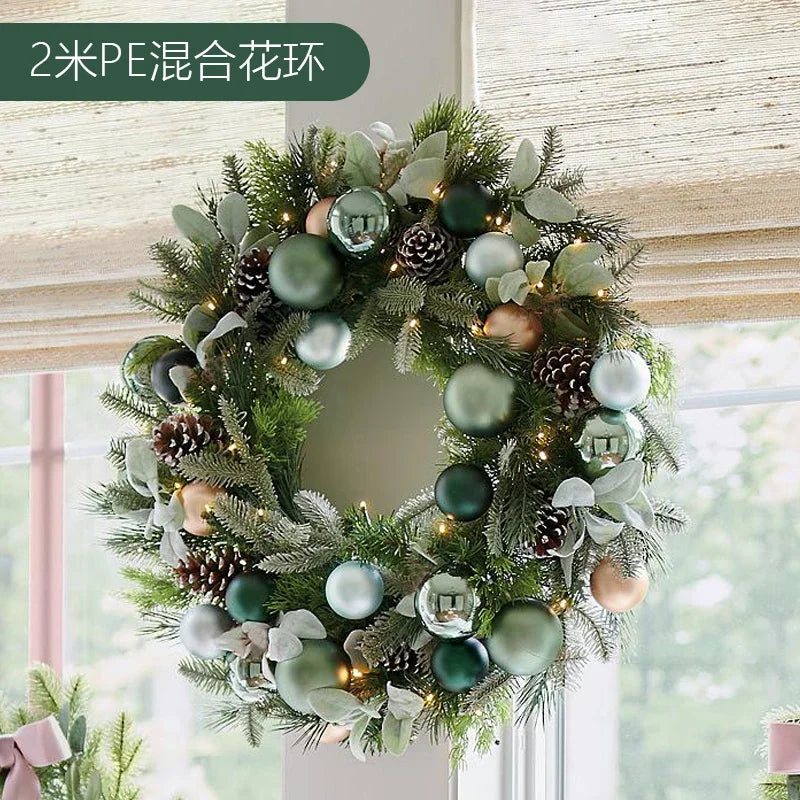 Guirlanda de natal pré-iluminada para decoração de porta frontal, guirlanda de natal