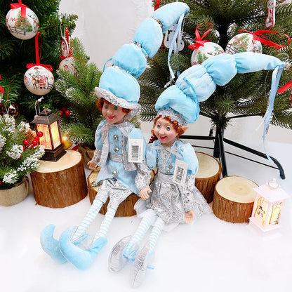 Conjunto de 2 elfos de Natal de 66 cm, adorável elfos vermelhos e verdes para pendurar
