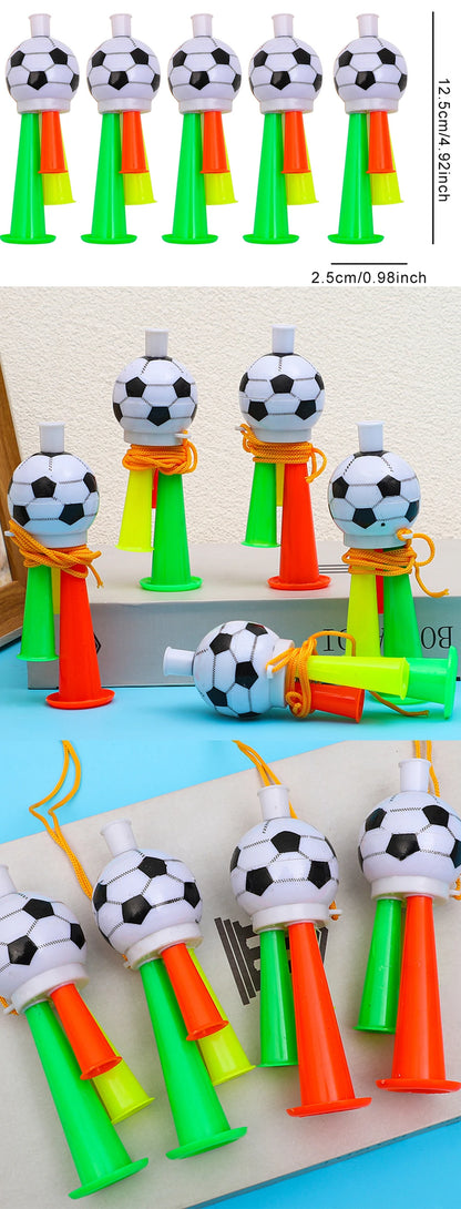 Apitos de plástico com cordão padrão de futebol treinamento apito infantil crianças futebol