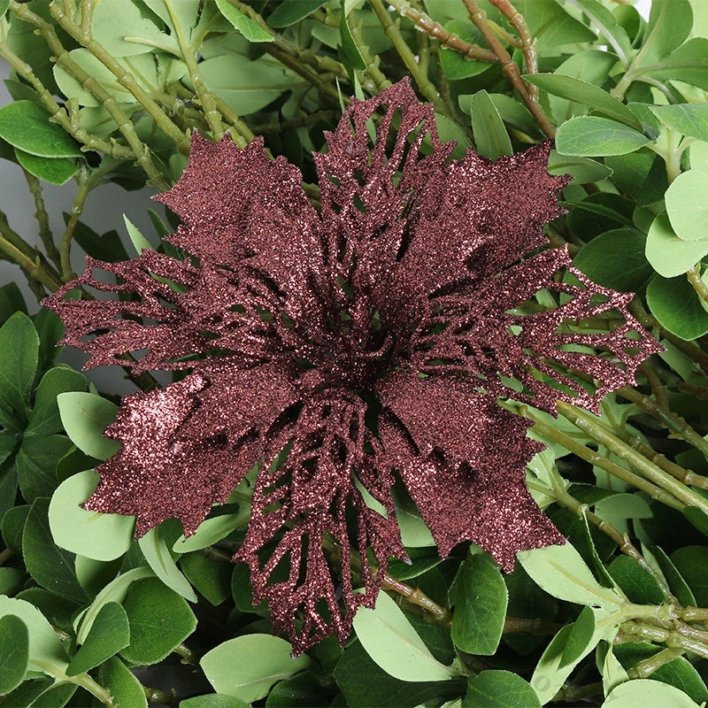 Flores pingente glitter natal 10 Peças natal de simulação de plástico decorativa de flores