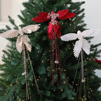 Bola pássaro decoração natalina Kit 1 Bolas De Natal 39*22cm Fosca Glitter Vermelho