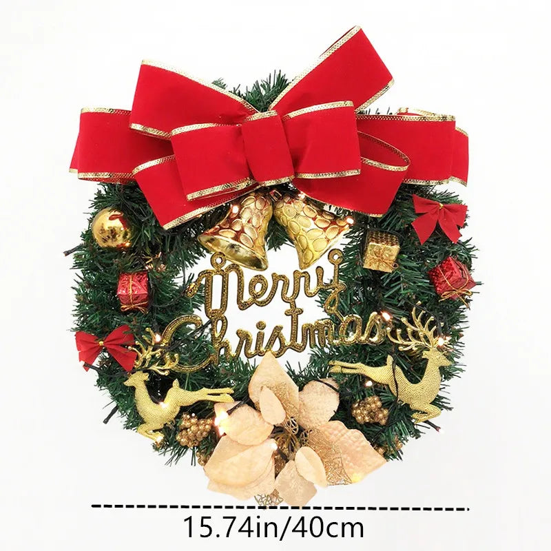 Guirlanda de Natal, guirlanda de Natal festão com laços, guirlanda de porta para paredes