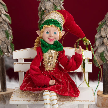 Elfos de Natal, conjunto de 2 bonecos de Elfo Vermelho e Branco, festa de Natal