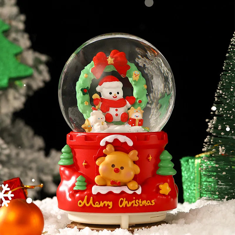 Globo de Neve de Natal, Bola de Cristal Iluminada, Enfeites de Bola de Vidro, Decorações
