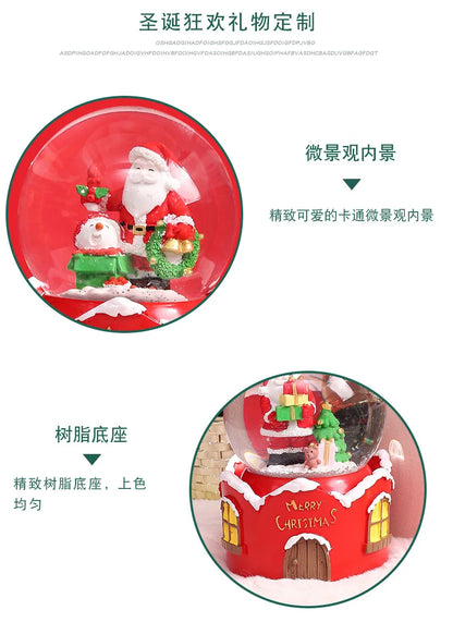 Globo de Neve de Natal, Bola de Cristal Iluminada, Enfeites de Bola de Vidro, Decorações