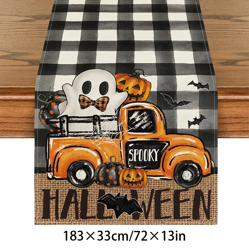 Montar Kit Decoração Festa Halloween: Painel Mesa + 4 Balões Metalizados +5 Bexigas