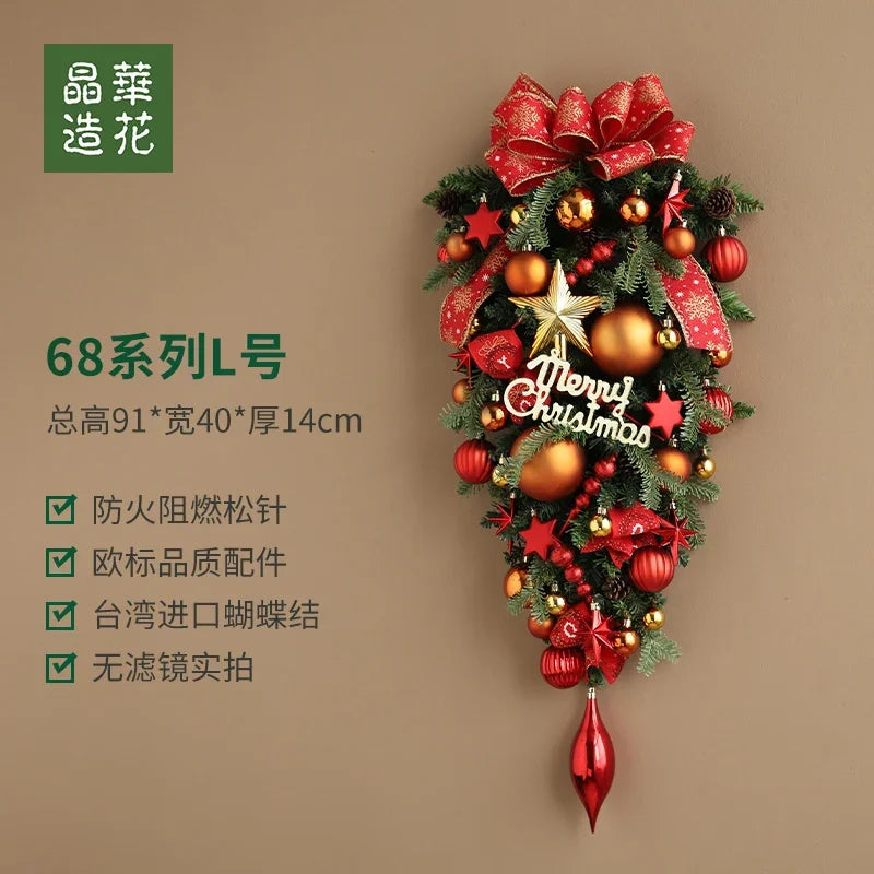 Guirlanda de Natal Nevada com Bolas Vermelhas, Pinhas e Azevinhos - Decoração Natalina