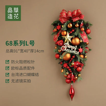 Guirlanda de Natal Nevada com Bolas Vermelhas, Pinhas e Azevinhos - Decoração Natalina