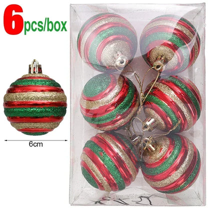 Bola Árvore de Natal Colorida Pintura 24 Peças de Enfeites de Bola de Natal, 6 cm Enfeites