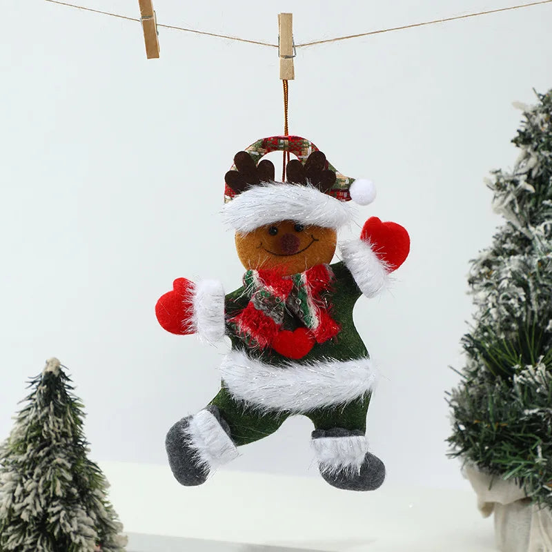 Kit Enfeites de Natal Boneco Sentado de Papai Noel Neve e Rena Decoração Natalina