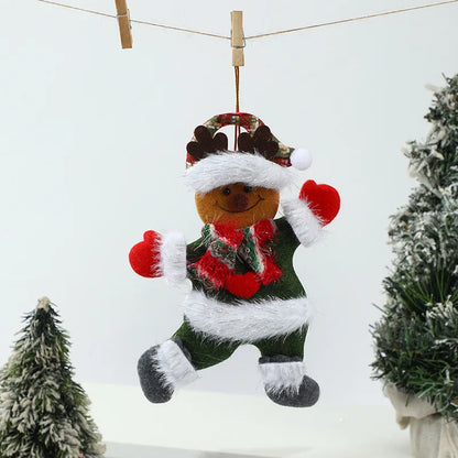 Kit Enfeites de Natal Boneco Sentado de Papai Noel Neve e Rena Decoração Natalina