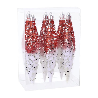 Gota de Natal de Plástico com Glitter para Pendurar, Gotas Natalinas com Glitter para Decoração de Ambientes