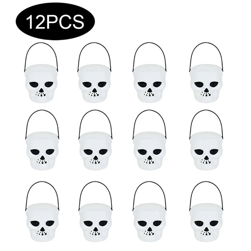 Mini caldeirão de plástico a granel com alça, 12 peças, caldeirão preto, 5 x 7 cm, balde