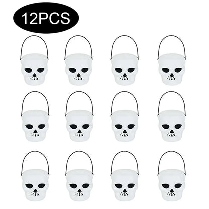 Mini caldeirão de plástico a granel com alça, 12 peças, caldeirão preto, 5 x 7 cm, balde