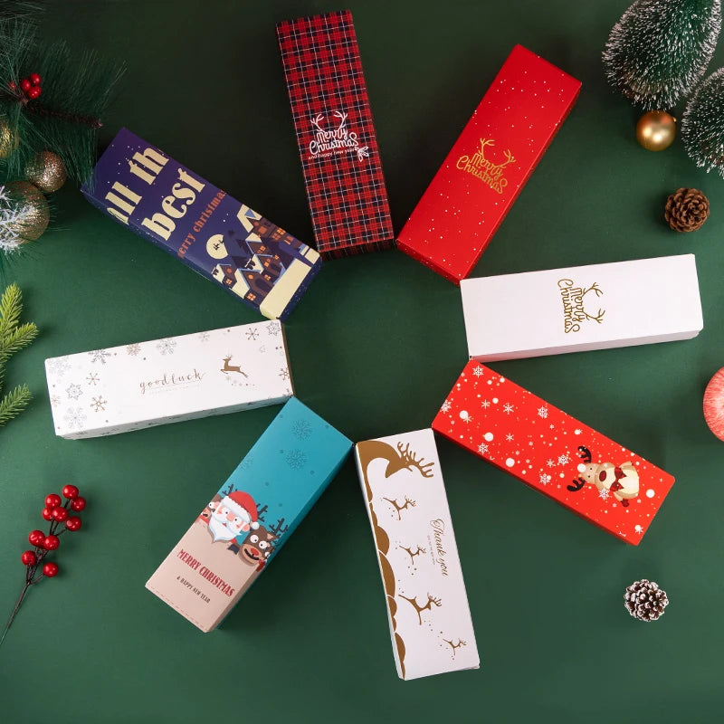 Caixa para Presentes e Doces Feliz Natal, de Papel Duplex e Tampa Visor Acetato