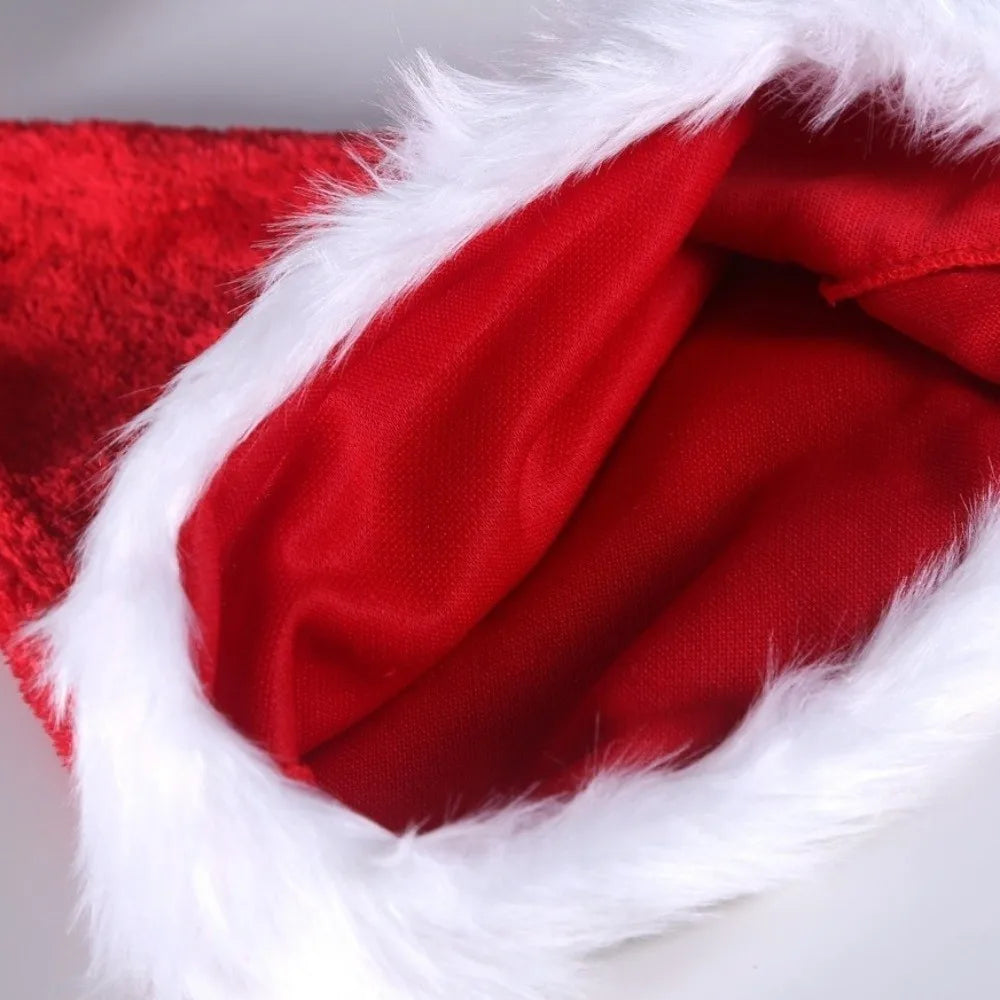 Gorro de Papai Noel de Veludo Multicolorido, Touca Natalina de Pelúcia Colorida