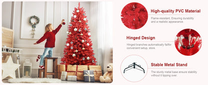 Árvore de Natal vermelha artificial, árvore de Natal Vermelho verdade, árvore fina artificial