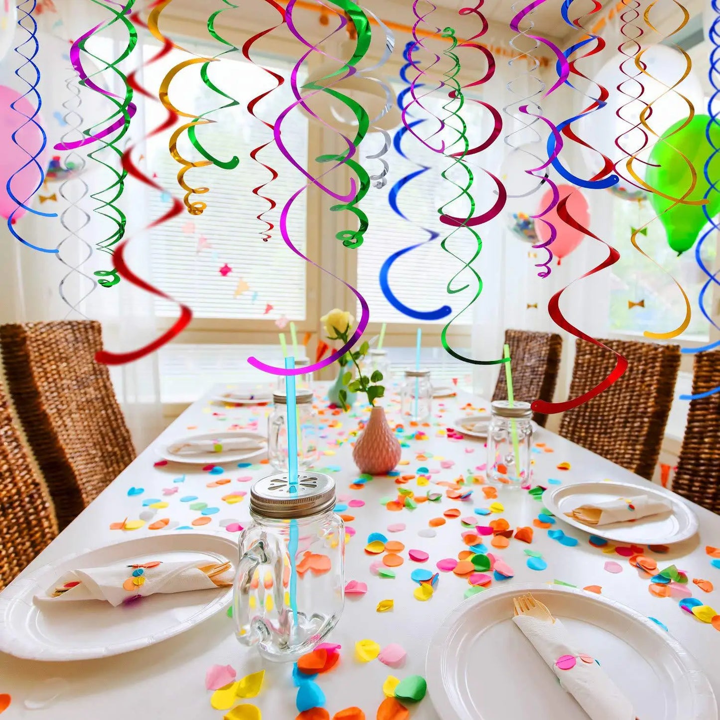 6 peças de decoração de festa espiral de teto para decoração de festa de aniversário