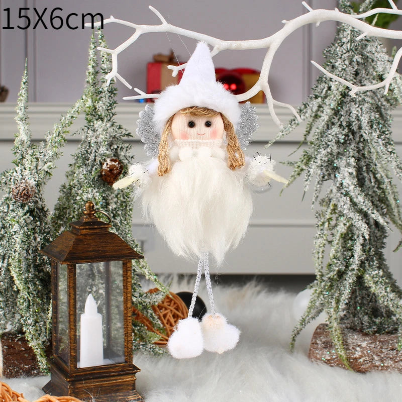 Pingente Anjo Natal Decoração de menina anjo de natal | Pingente de boneca anjo pelúcia