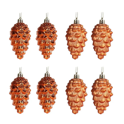 Decoração de Natal Lindo 8 Peças Pingentes de Pinha com Cordão Brilhante cor Brilhante