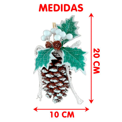 Pinha Nevado Enfeite Árvore Natal 2 Peças e Pendentes Pinha Nevado Enfeite Árvore Natal