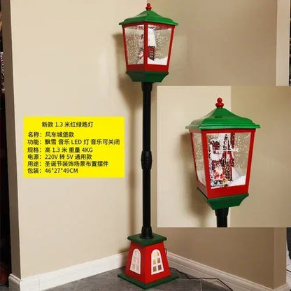 Poste Natalino Musical com Neve Artificial, 1.2 metros, Iluminação LED,  Músicas e 38cm