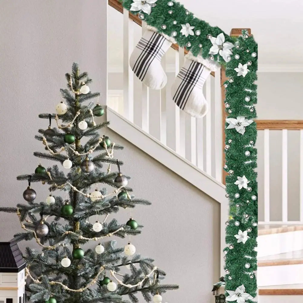 Coroa de vime LED de Natal verde decorativa 2,7 Metro Guirlanda Natal artificial Guirlanda