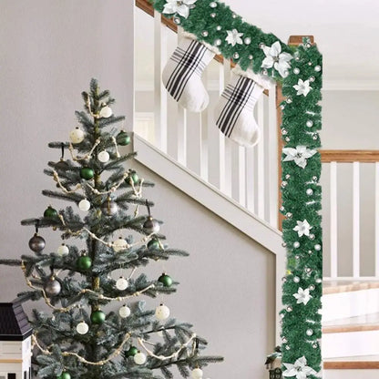 Coroa de vime LED de Natal verde decorativa 2,7 Metro Guirlanda Natal artificial Guirlanda