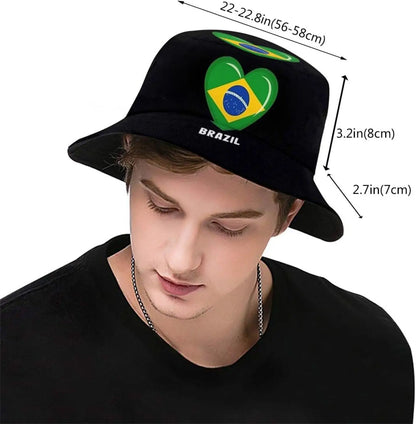 Chapéu Bucket Unissex com Estampa da Bandeira do Brasil, Estilo Pescador, Ideal Verão