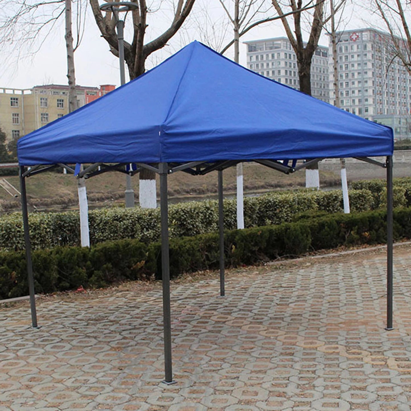 Tenda Gazebo Alumínio Dobrável - 2 X 2 M - Poliéster Silver Revestimento- Cor Azul