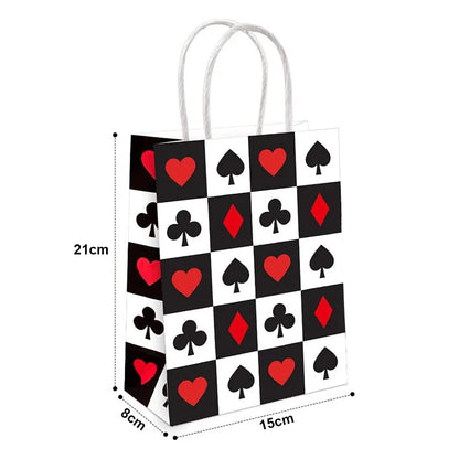 Bandejas de comida de papel festa de cassino, preto, vermelho, estampado e descartável