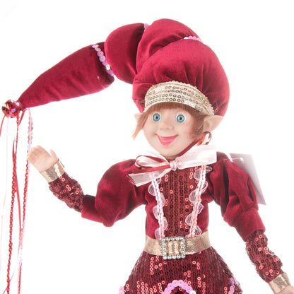 Elfo Decorativo para Shopping, Elfo Estatueta Pelúcia Artesanal Natal Vermelho, Verde, Rosa e Vinho