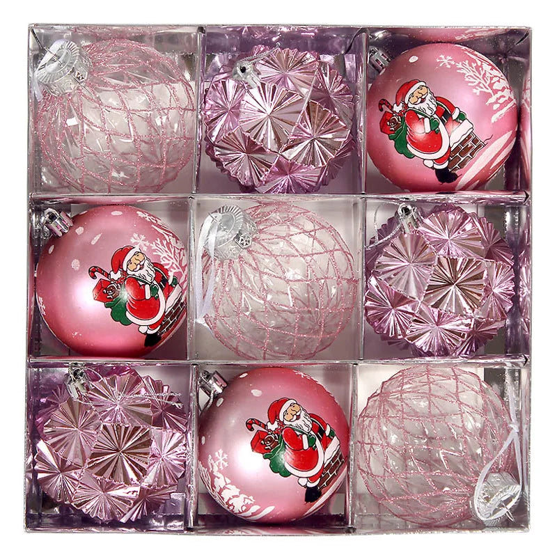 Bola de Natal 9 Peças Enfeites de Natal 3" Enfeites de Bola Natal Inquebrável Transparente