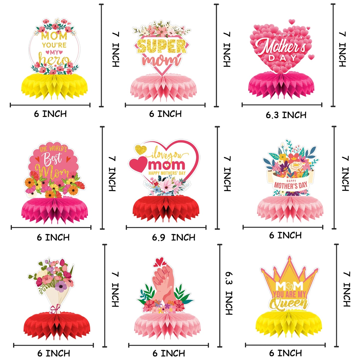 Teto e Mesa Dia das Mães 9 peças de decoração de dia das mães centro mesa dia das mães
