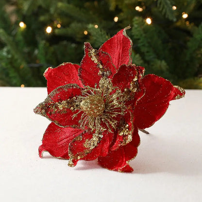Flor De Natal Poinsettia glitter de natal poinsettia artificial enfeites flores de natal decorações
