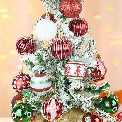 30 peças de enfeites de bolas de Natal, bolas de Natal vermelhas verdes e brancas