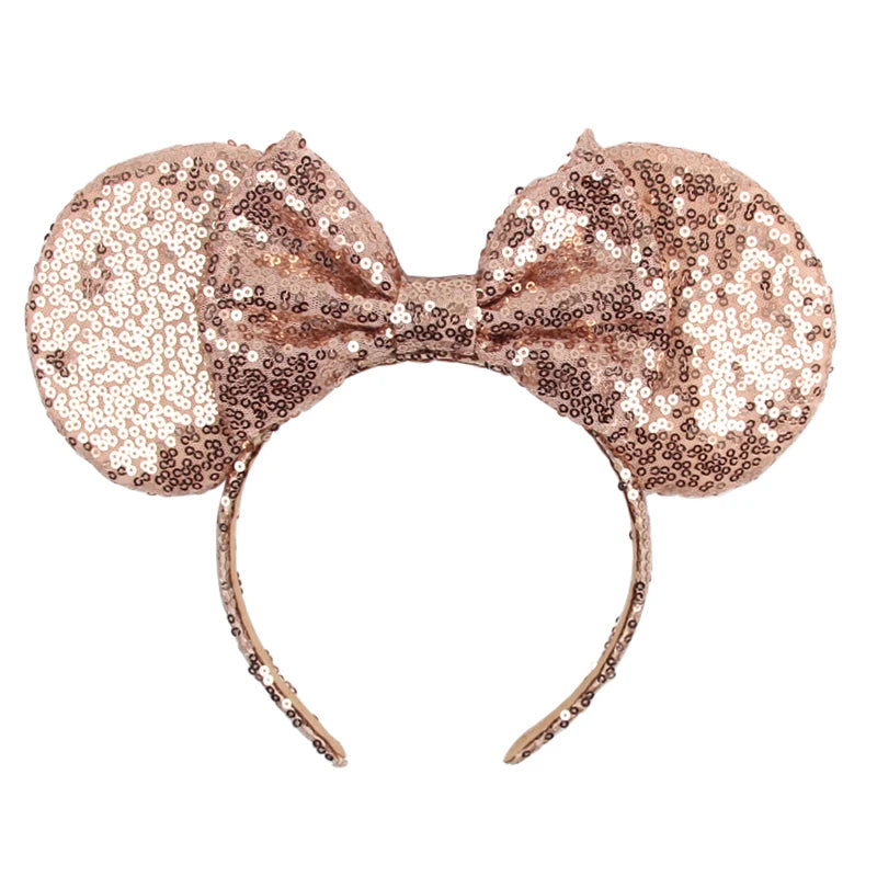 Tiara de orelhas de Disney iluminada de luxo com laço piscante e estampa de bolinhas