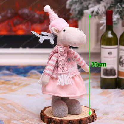 Boneco Papai Noel Figura de Papai Noel Bonita em Pé, Colecionável, Boneca de Papai Noel para Mesa de Escritório, Lantejoulas Prateadas