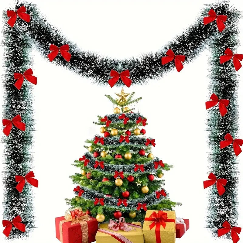 Guirlanda de Natal de 10 metros em 5 peças, guirlanda verde para árvore de Natal, guirlanda