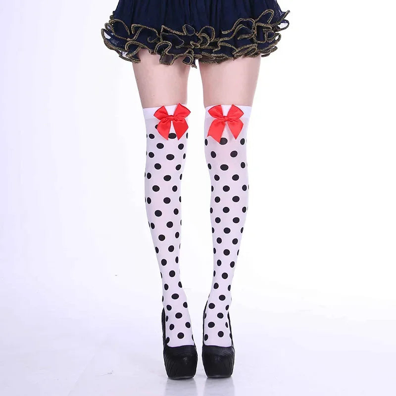 Meia calça infantil algodão bolinhas coloridas inverno e Meias altas até o joelho bolinhas