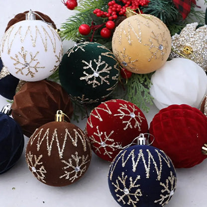 Bola Natal Veludo Bola Natal Pingente Glitter 4 Peças de Enfeites de Bola de Natal de Veludo