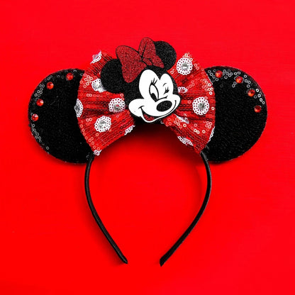 Tiaras Acessórios Disney orelha de rato com laço brilhante, Lantejoula de dupla celebração