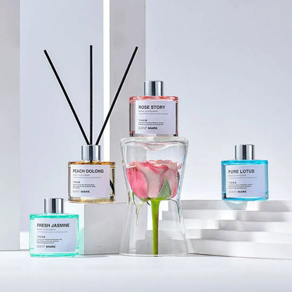 Conjunto de difusor de óleo essencial de fragrância para casa, difusor de aroma de rosa