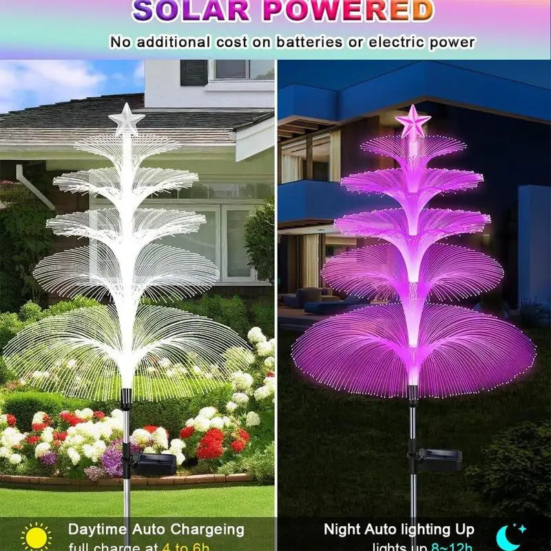 2 peças luzes solares de jardim, luzes solares de água-viva ao ar livre luzes LED