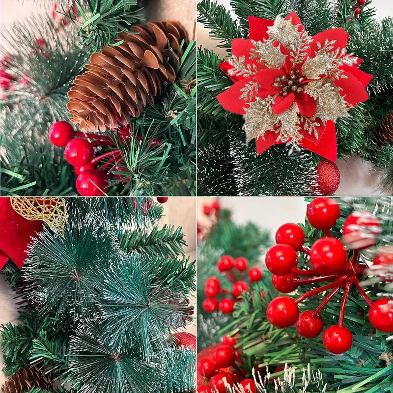 Guirlanda de Natal, guirlanda de Natal festão com laços, guirlanda de porta para paredes