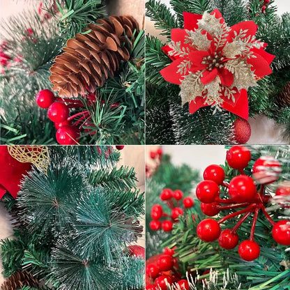 Guirlanda de Natal, guirlanda de Natal festão com laços, guirlanda de porta para paredes