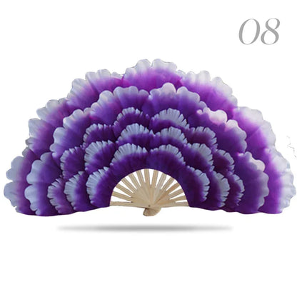 Leque Retrô Dobrável Peônia Flor Fã de seda dança, fã dança nacional, ventilador dobrável