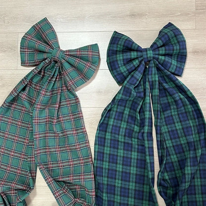 Laço Vermelho Gigante para Shopping, Laços Decorativos de Natal Grandes Fitas Longas Estilo Tartan ou Xadrez
