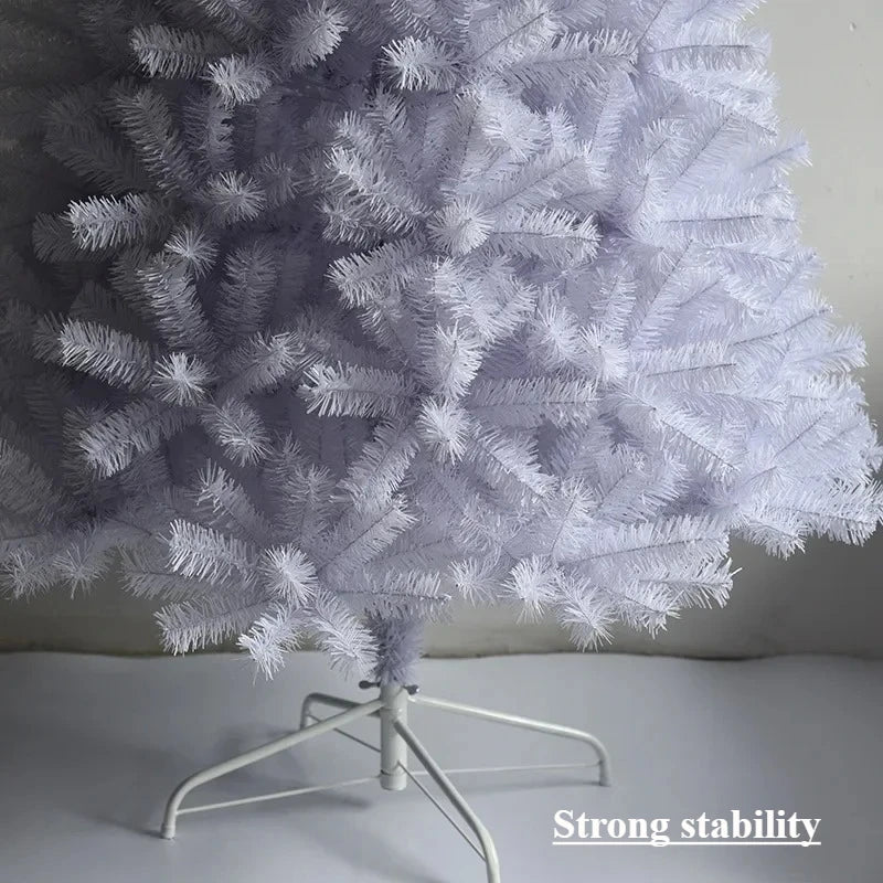 Árvore de Natal branco com neve artificial, árvore cheia de 2.1 M, suporte de metal festa